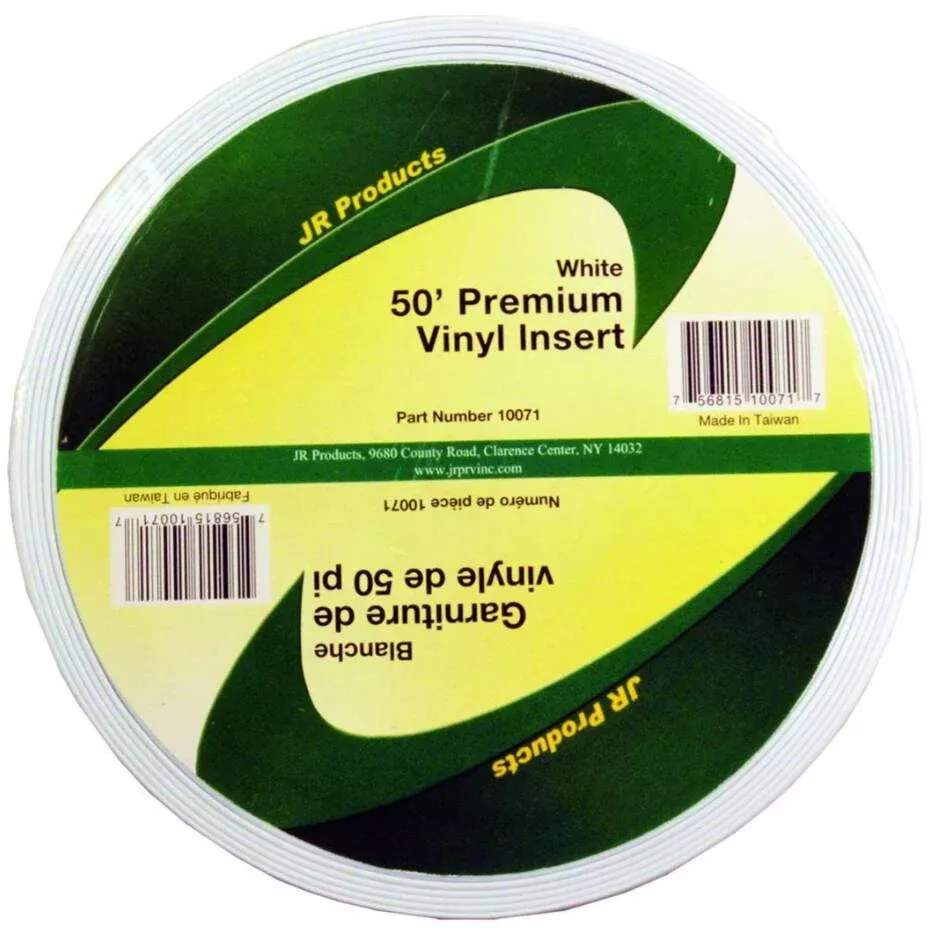 JR Products Premium Vinyl Insert - 50' x 1" - White• 10071