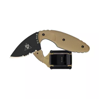 KA-BAR 1477CB Original TDI Half-Serrated Fixed Knife 5.625" Drop Point AUS 8A Stainless Steel Blade, Coyote Brown Zytel Handle