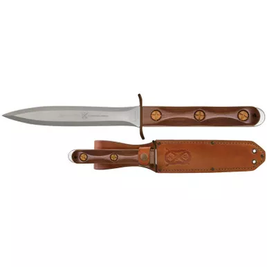 KA-BAR EK13 Ek Commando Presentation Fixed Knife 12.63" Double-Edge Spear Point 440C Stainless Steel Blade, Brown Walnut Handle