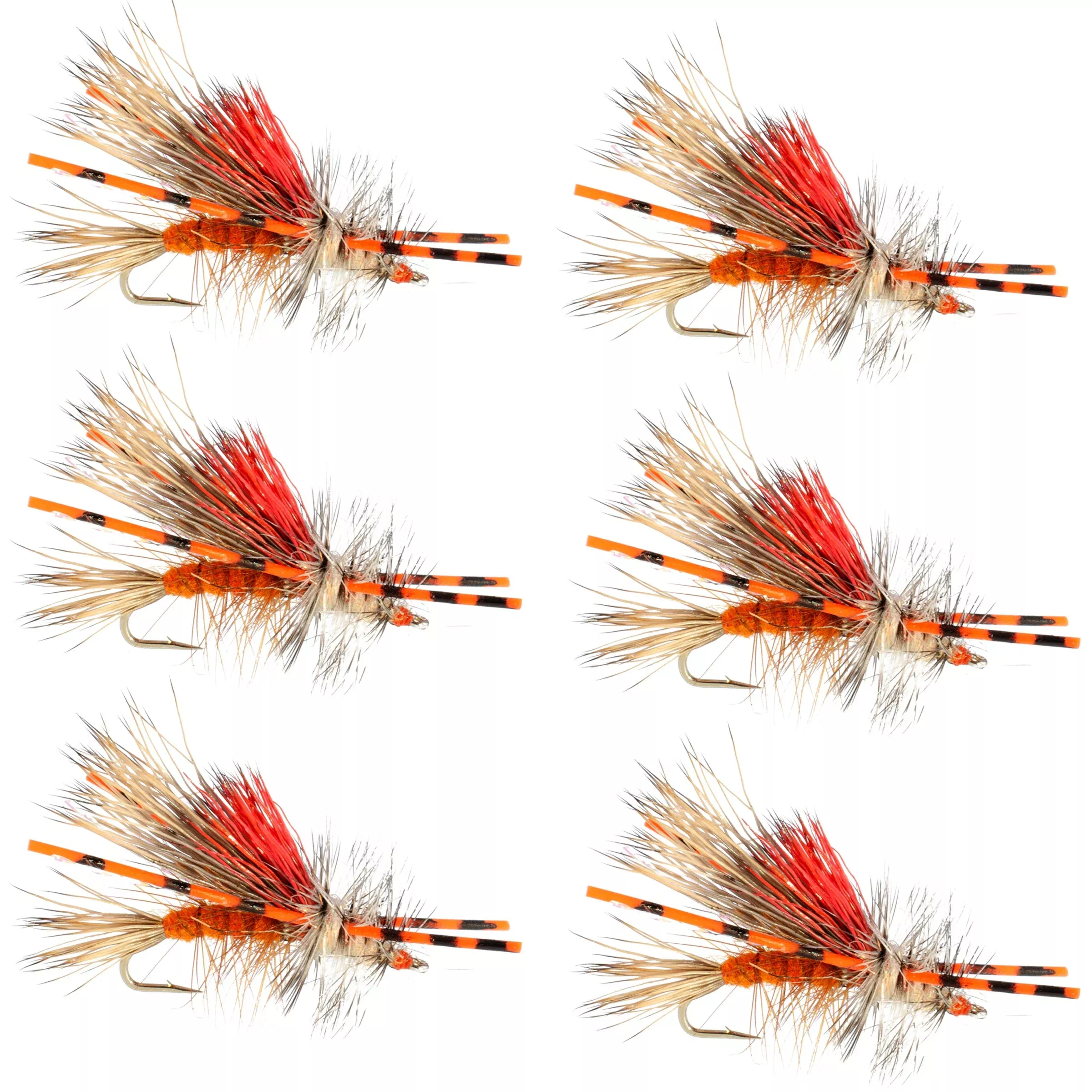 Kaufmann’s Orange Crystal Stimulator Rubber Legs Dry Fly – 6 Flies Hook Size 10