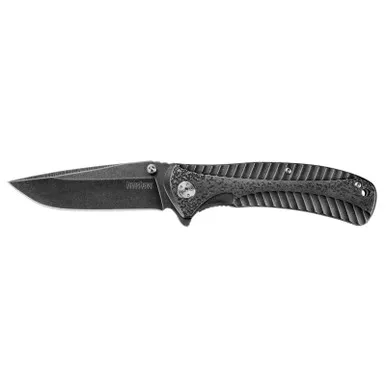 Kershaw 1301BW Starter Folding Knife Assisted SpeedSafe Drop Point 3.40" Black-Oxide BlackWash Coating 4Cr14 Plain Edge Blade, BlackWash Handle