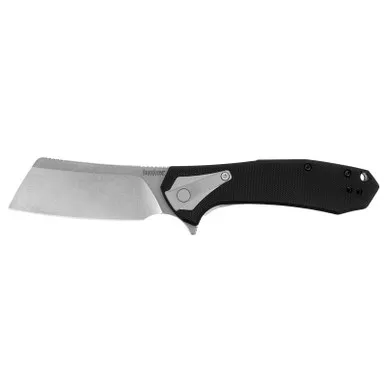 Kershaw 3455 Bracket Folding Knife Assisted SpeedSafe Cleaver 3.40" Stonewashed 8Cr13MoV Plain Edge Blade, Black Handle