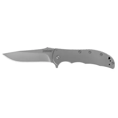 Kershaw 3655 Volt Stainless Folding Knife Assisted SpeedSafe Drop Point 3.50" 8Cr13MoV Plain Edge Blade, Stainless Steel Handle