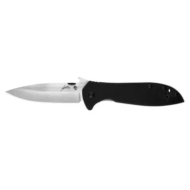 Kershaw 6055D2 Emerson CQC-4KXL D2 Folding Knife Drop Point 5.00" Stonewashed D2 Plain Edge Blade, Black Handle