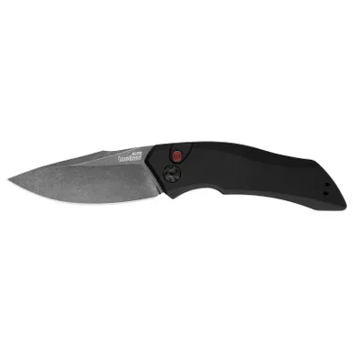 Kershaw 7100BW Launch 1 Automatic Folding Knife Drop Point 3.40" Black-Oxide BlackWash Coating CPM 154 Plain Edge Blade, Black Handle