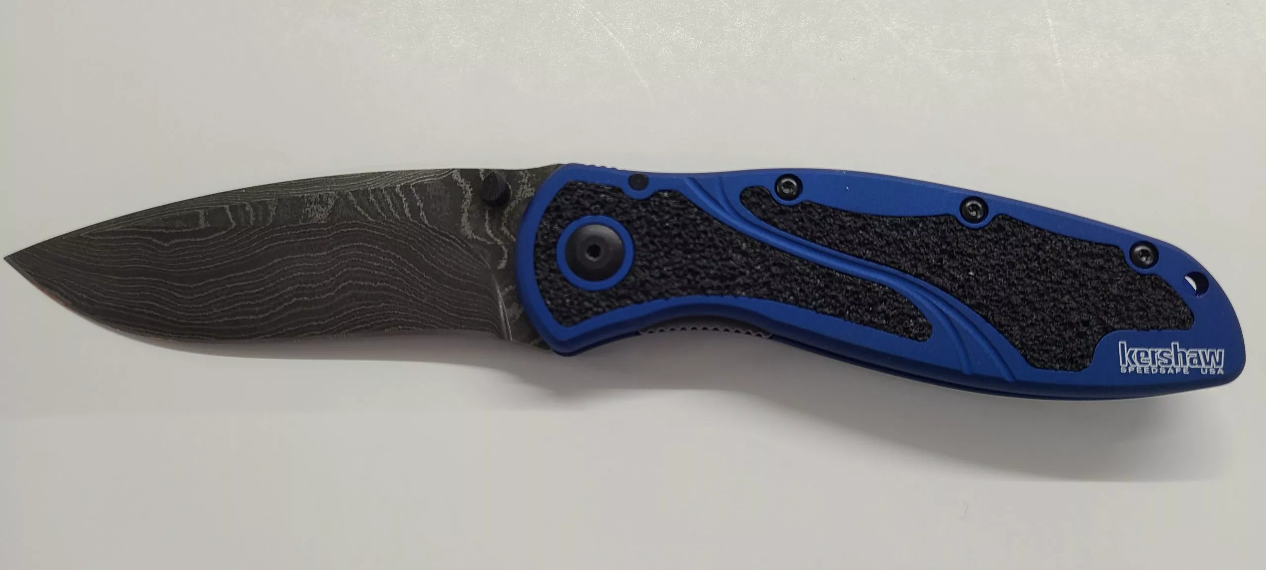 Kershaw, Blur Linerlock A/O Navy Blue, Damascus Blade