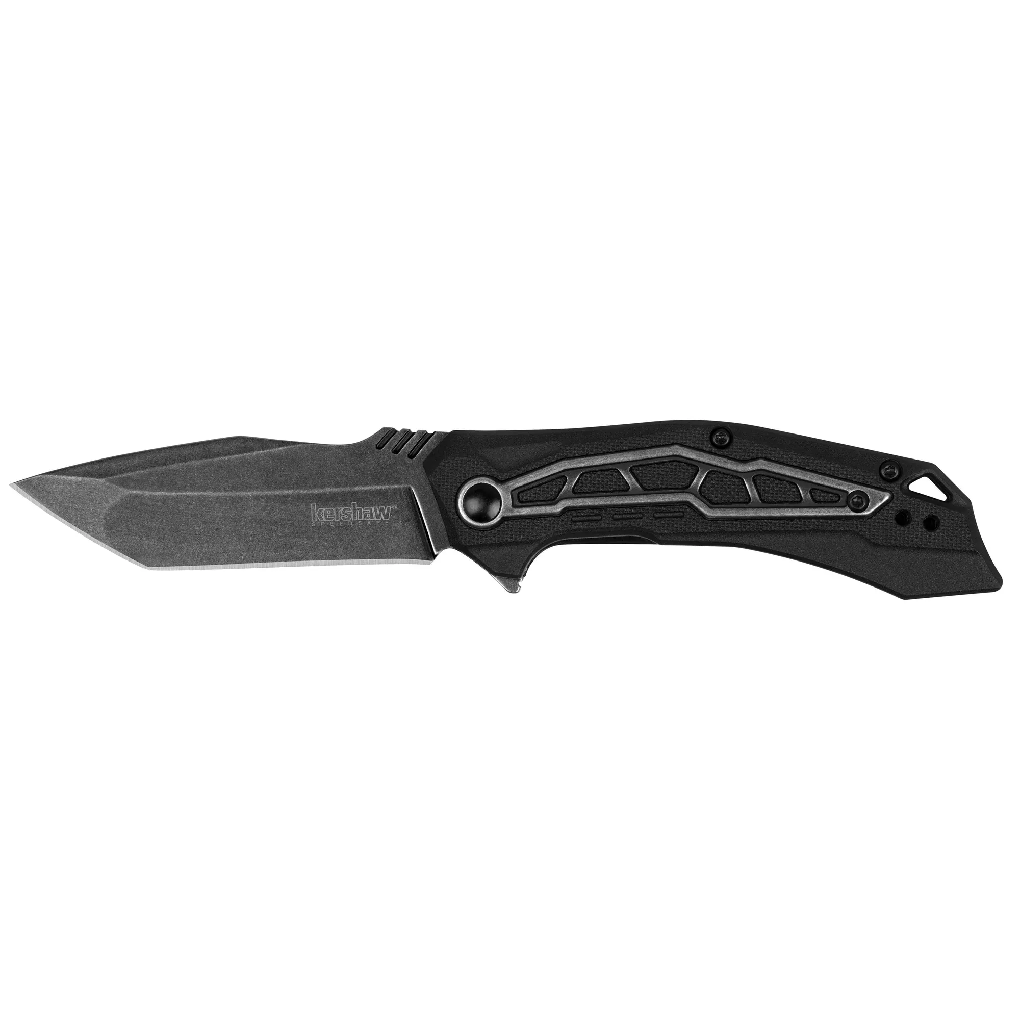 Kershaw Flatbed Folding Knife – BlackWash Tanto Blade, SpeedSafe Assisted Opening, Deep-Carry Clip, 1376