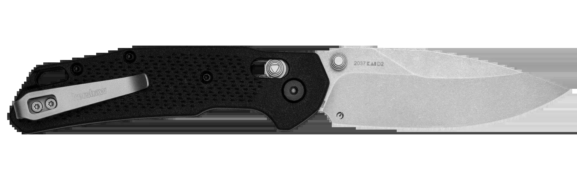 Kershaw Heist DuraLock Folding Knife, 3.2 in D2 Stonewashed Clip Point, Textured GFN Handle, 2037