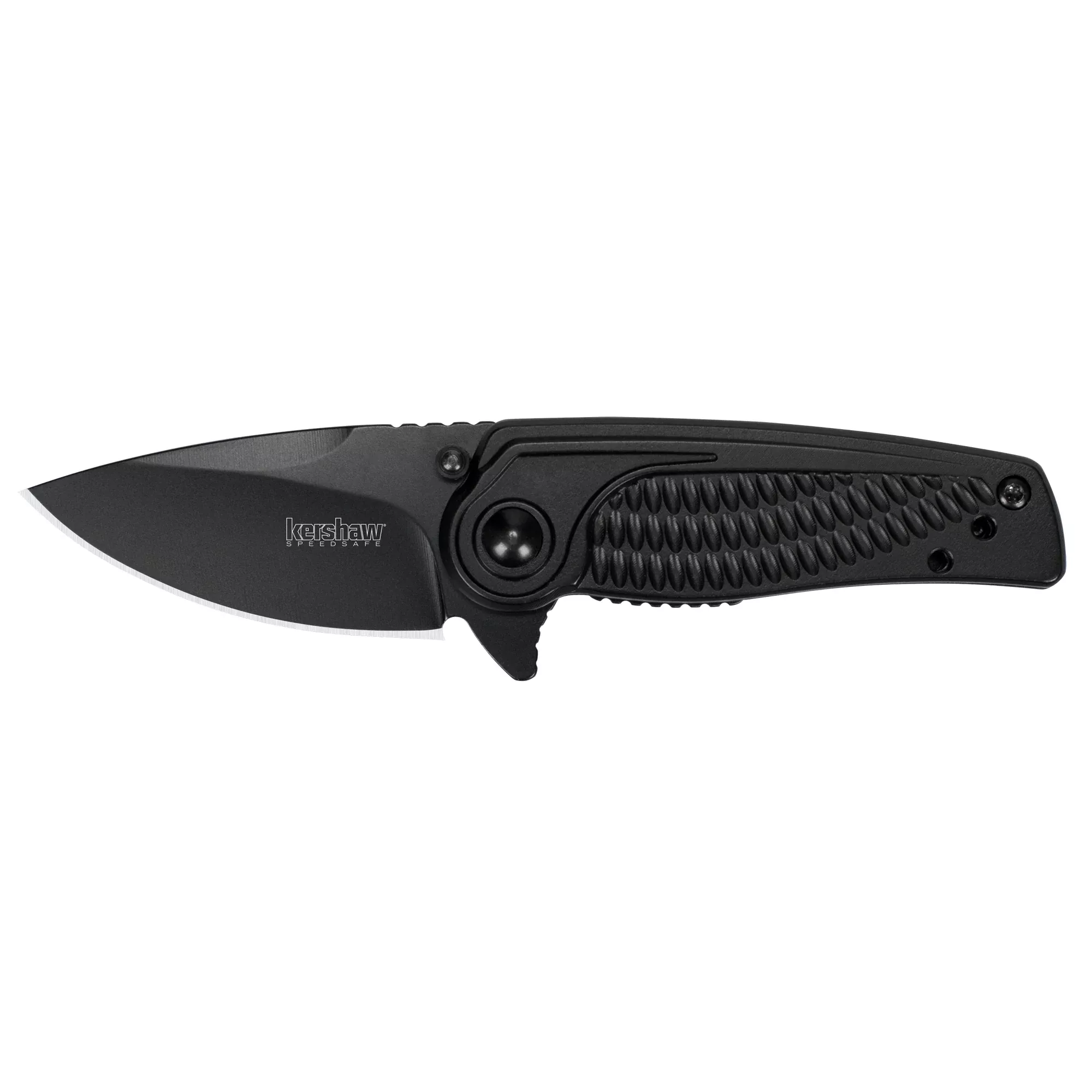 Kershaw Spoke Folding Knife, 2-inch Drop Point, SpeedSafe Assisted, Black Oxide, 1313BLK