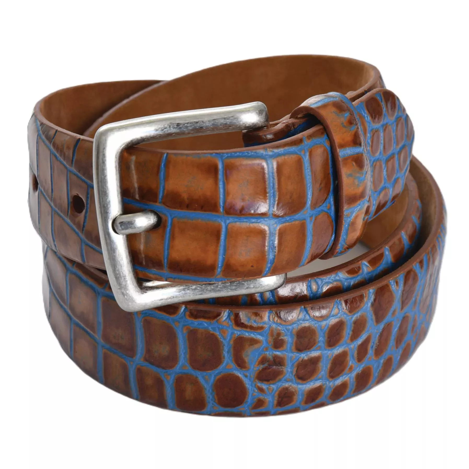 Kevin's 1 3/8" Two Tone Embossed Croc Belt