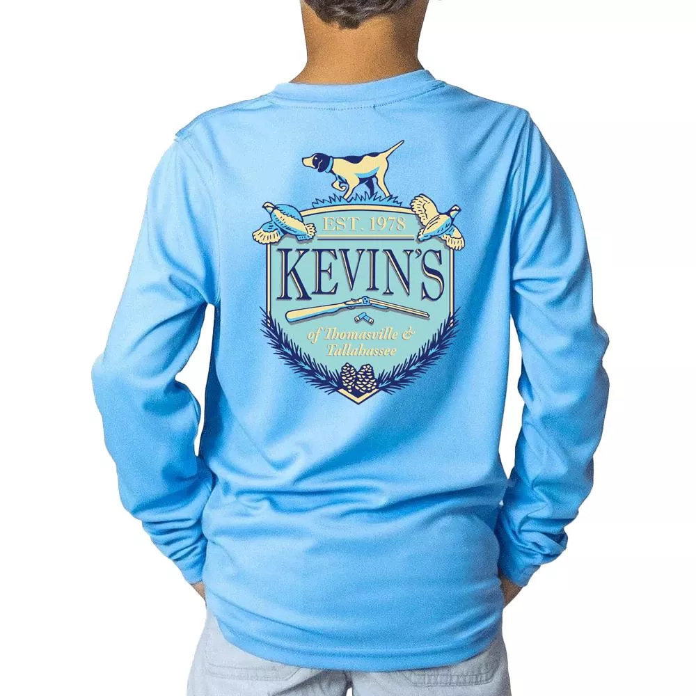 Kevin's Crest Kid's Long Sleeve Performance T-Shirt