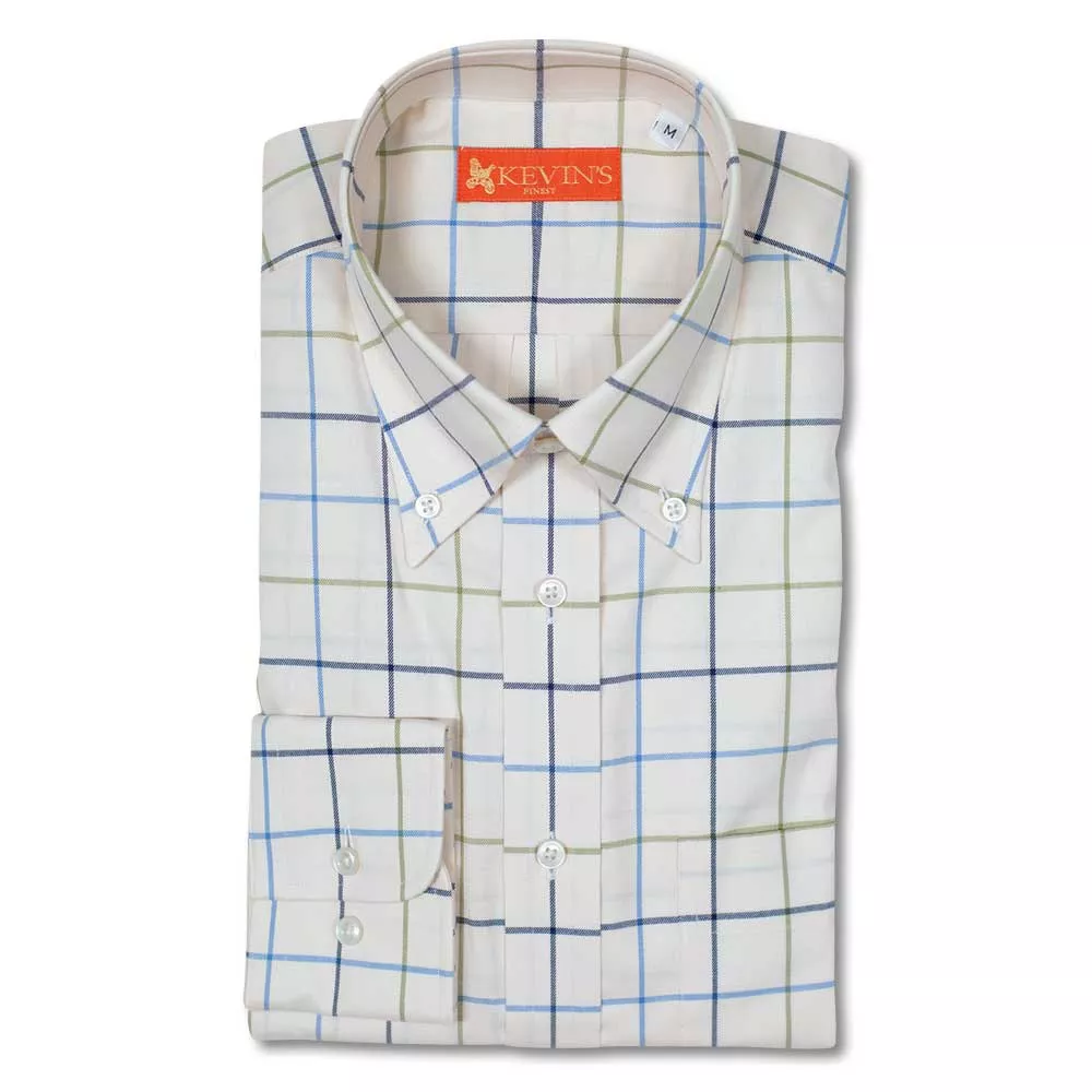 Kevin's Finest Blue Olive Woven Cotton Men's Shirt