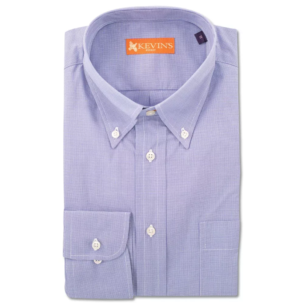 Kevin's Finest Men's Blue Micro Houndstooth Woven Cotton Shirt