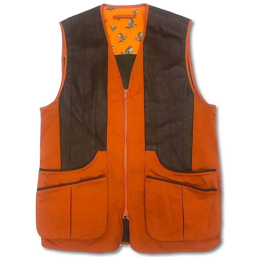 Kevin’s Finest Windsor Men’s Stretch Cotton/Leather Front Shooting Vest