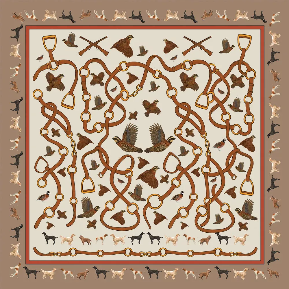 Kevin's Horse Bit and Bird Dogs Silk Scarf