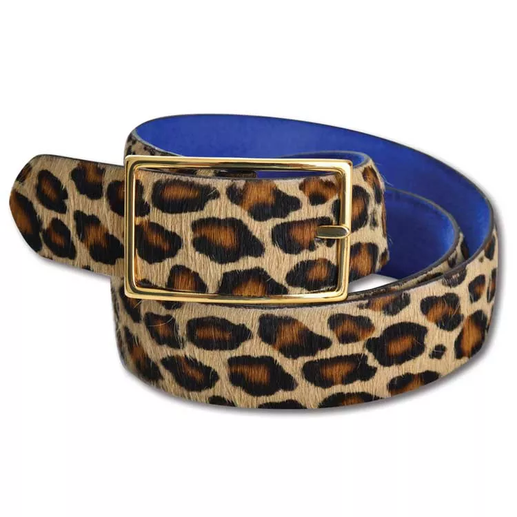 Kevin's Ladies Leopard Calf Blue Suede Belt