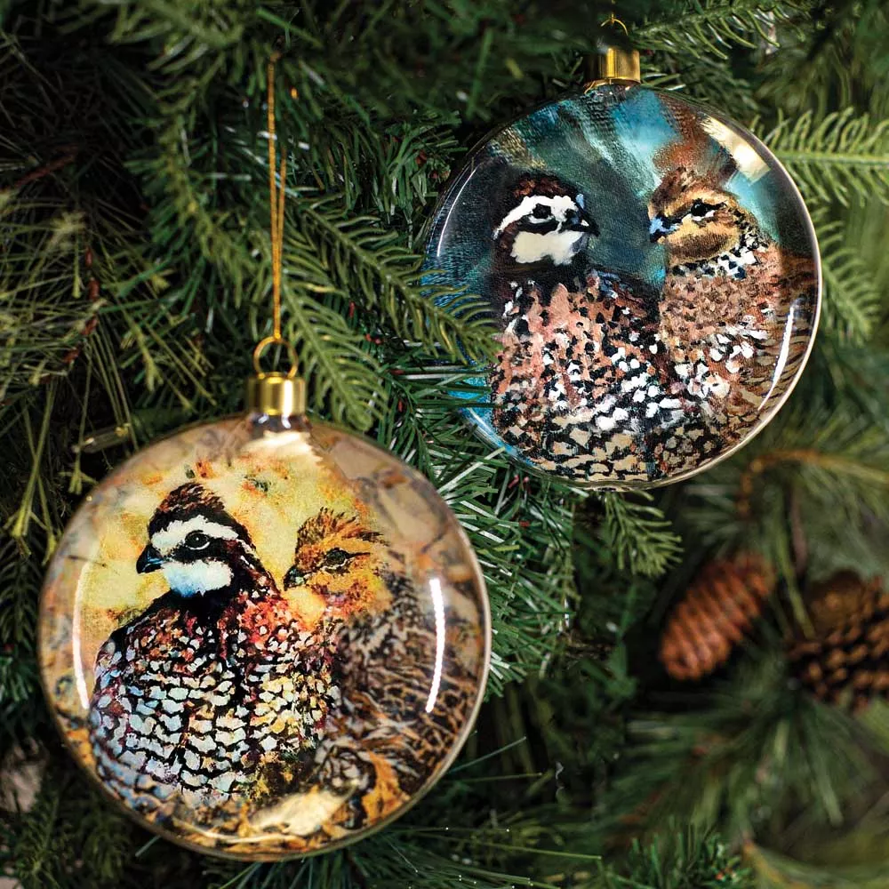Kevin's Quail Pair Ornaments (Set of 2)