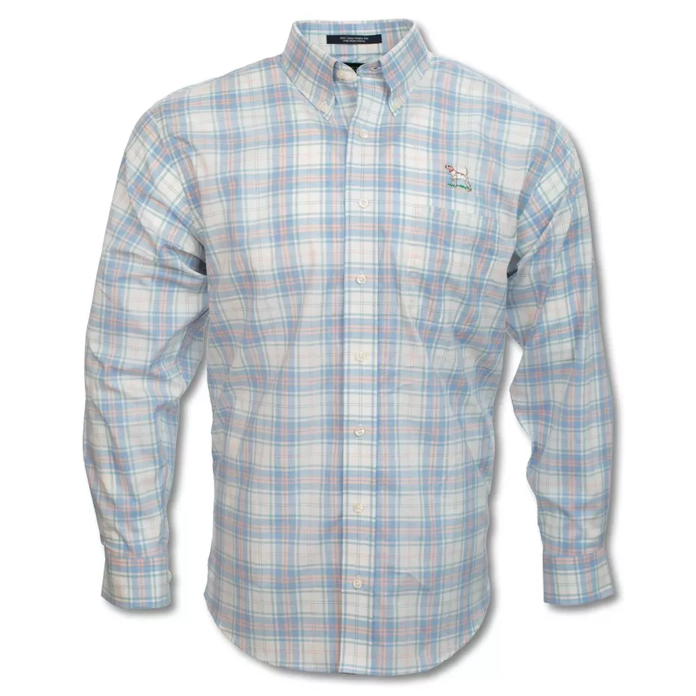Kevin's Wrinkle-Free Pink/Light Blue Plaid Pointer Sport Shirt