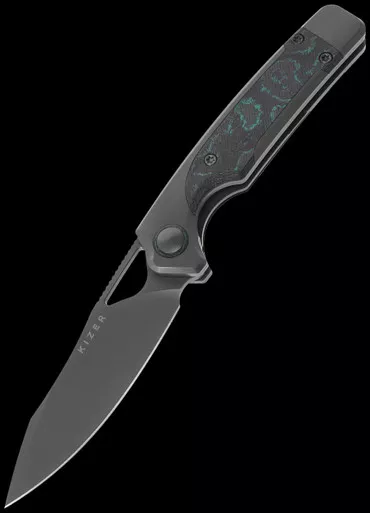 Kizer Ara Titanium Camo Carbon Brittany Blue Folding Knife