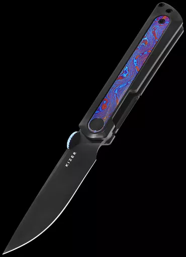 Kizer Quoll Titanium DamascusDLC Folding Knife