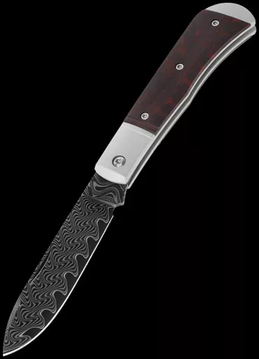 Kizer Trestle Damast Leopardwood Folding Knife