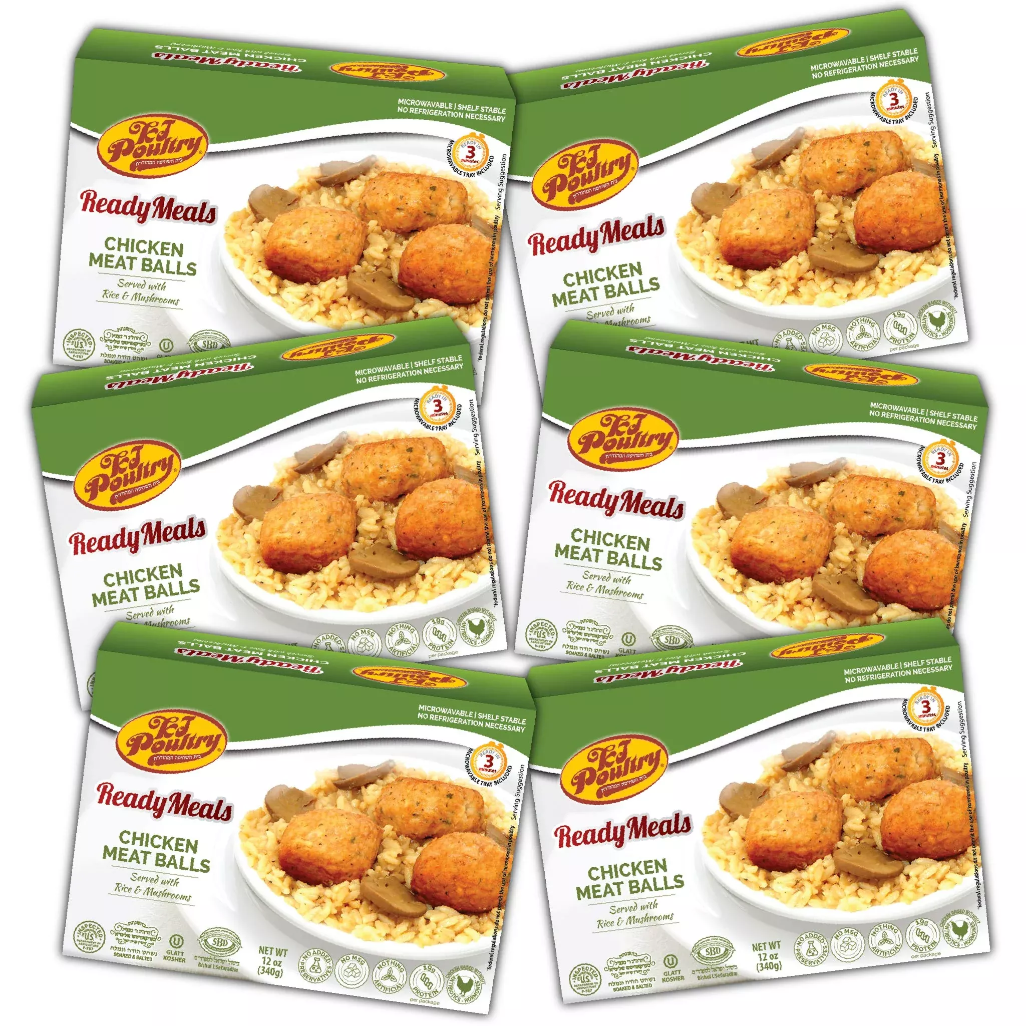KJ Poultry, Kosher,, Chicken Meat Balls and Mushrooms – 6 Pack