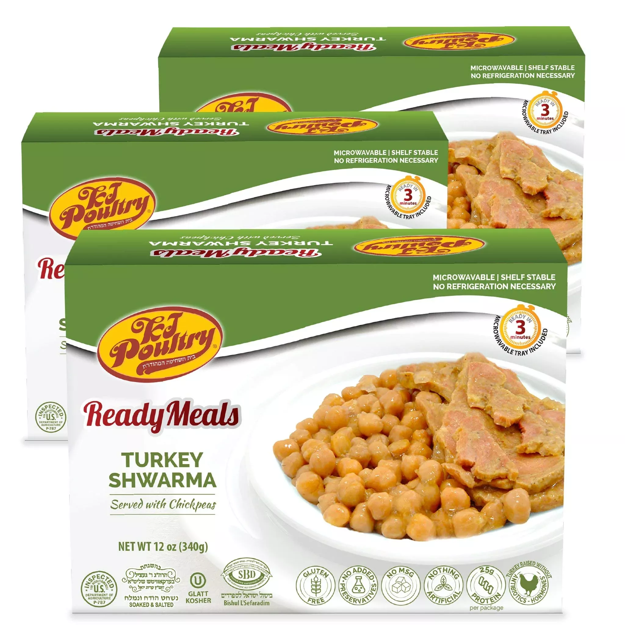 KJ Poultry Kosher Turkey Shawarma, Gluten-Free – 3 Pack