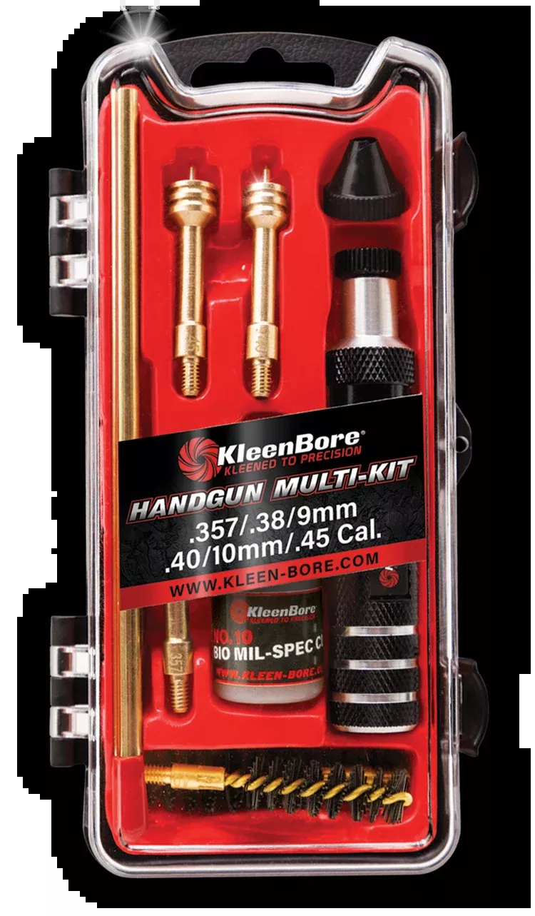 Kleen-Bore Handgun Multi-Kit Cleaning Set with CLP, Brass Rods & Swivel Handle – HMK3845