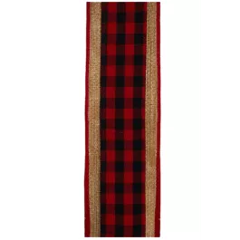 Kurt Adler Red and Black Plaid Double Wire Ribbon