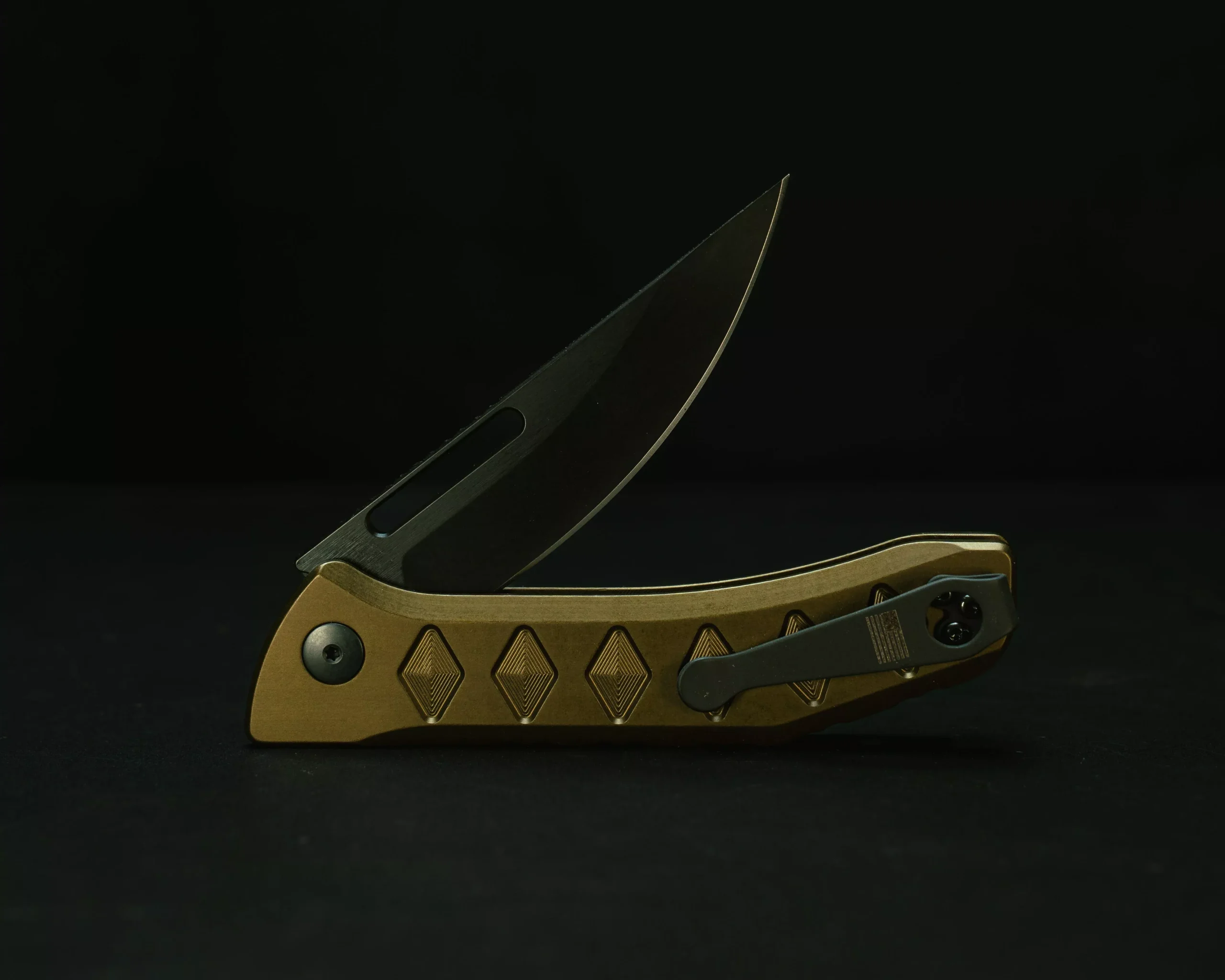 Kwaiken Folder- Anodized OD Green Handle, Black Nitride Blade, Textured Grip, Deep Carry Pocket Clip