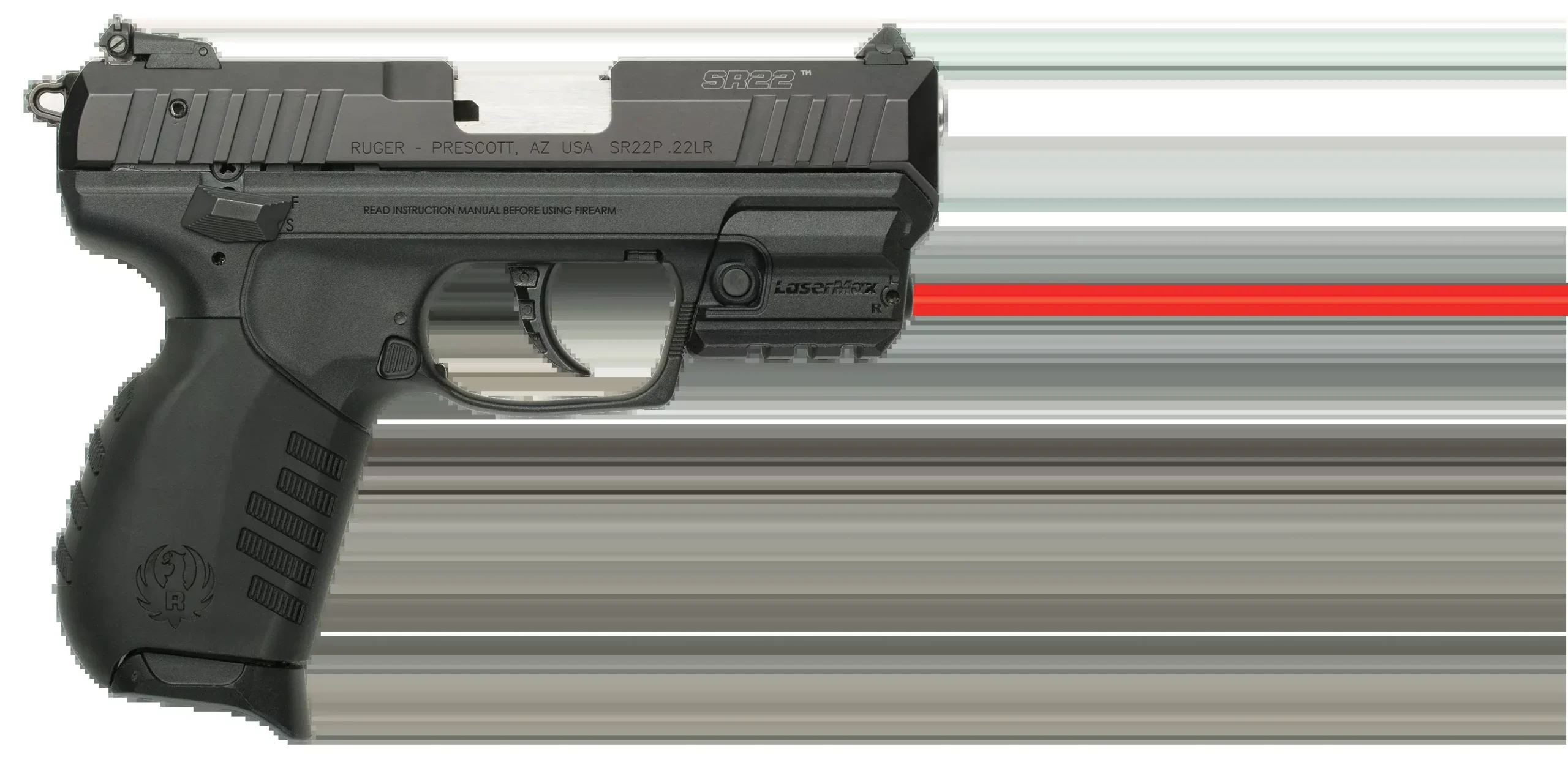 LaserMax Rail-Mounted Red Laser Sight for Ruger SR22/SR9/SR40, Programmable, Black – LMSRMSR