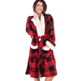 Lazy One Women's Bathrobe - Moose Plaid - L/XL