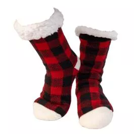 Lazy One Women's Plush Sock - Red Plaid