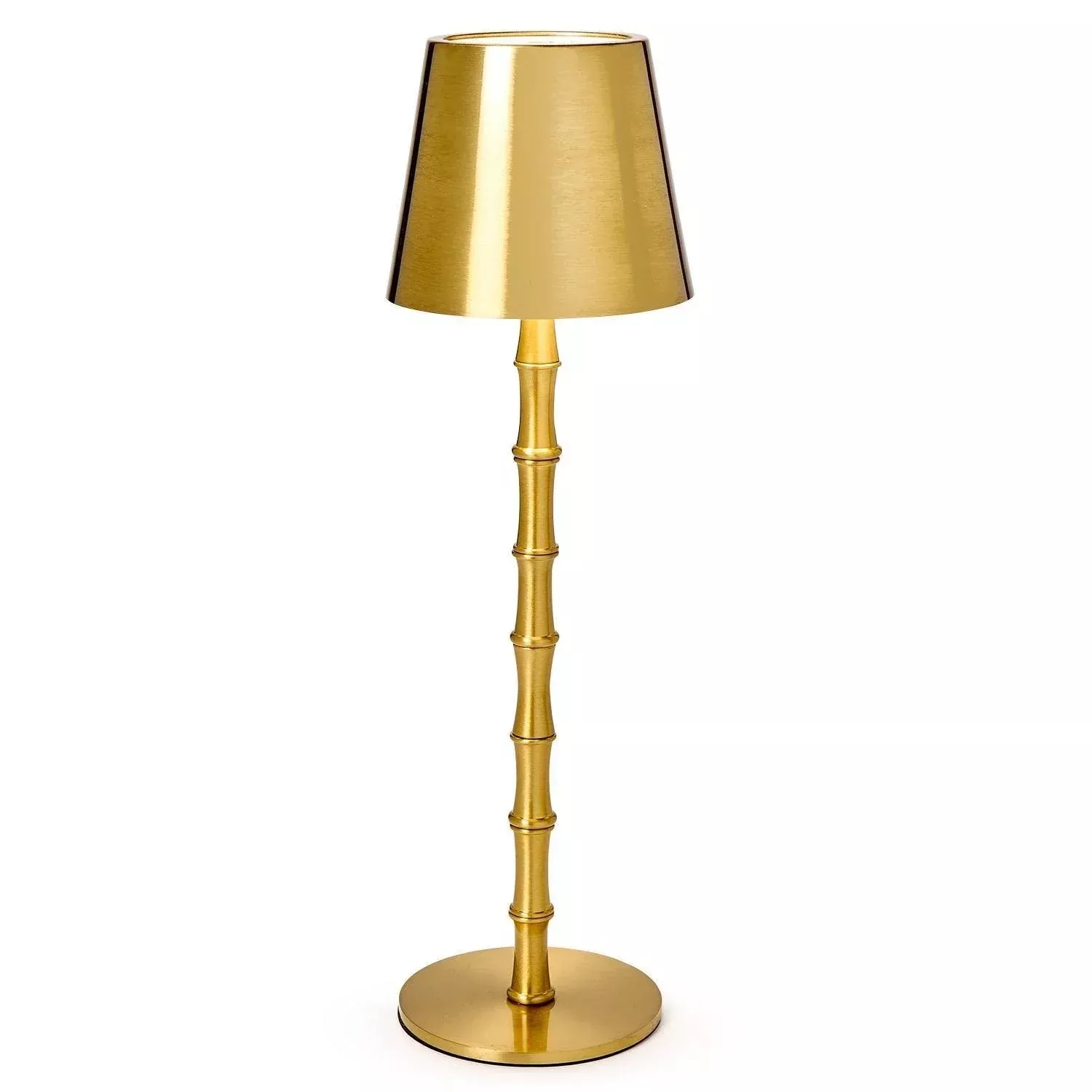 Led Portable Cordless Gold Bamboo Lamp with Shade