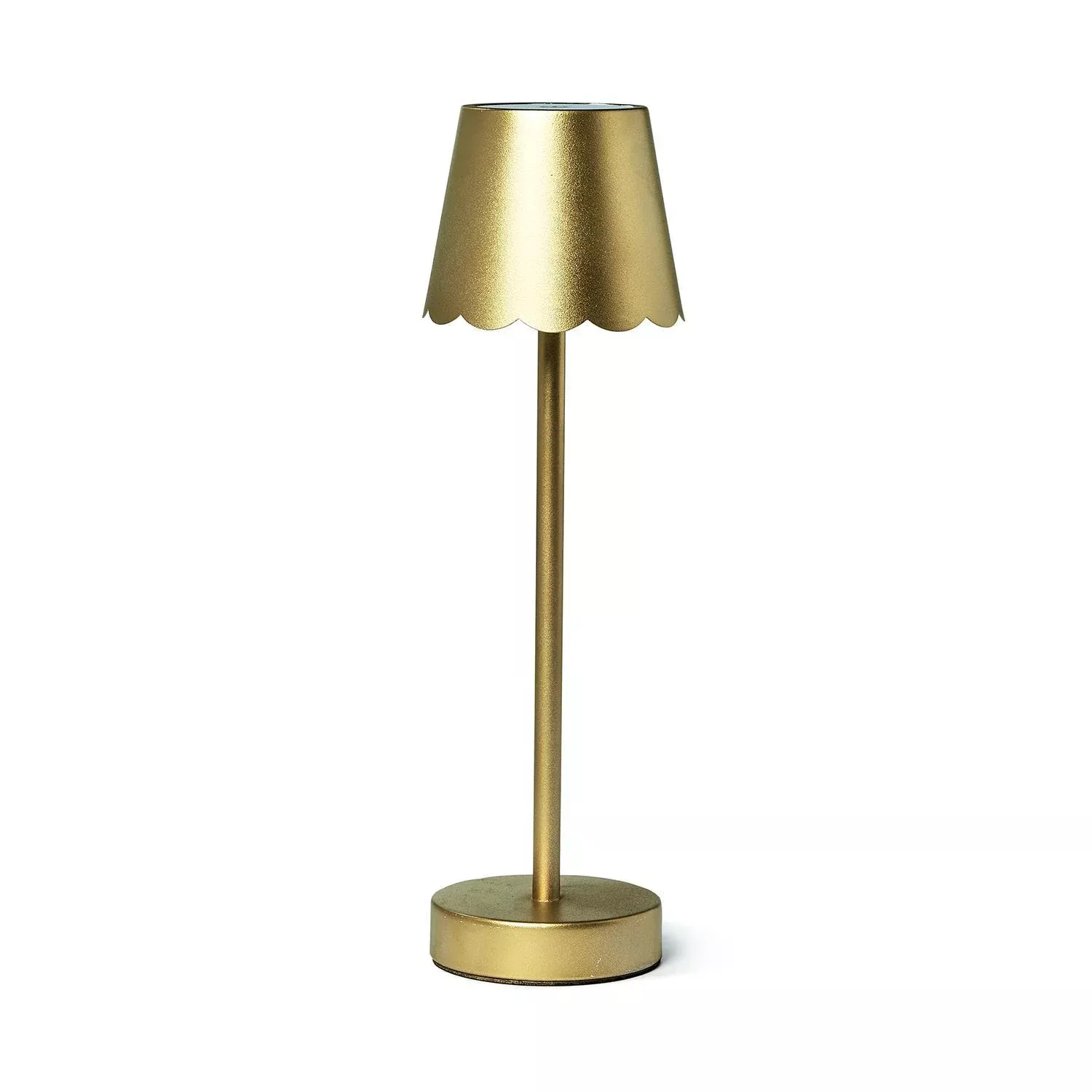 Led Portable Cordless Table Lamp with Scalloped Edge Shade