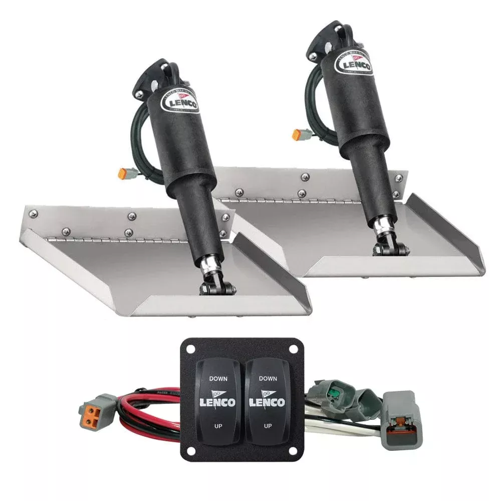 Lenco 12″ x 12″ Edge Mount Trim Tab Kit w/Double Rocker Switch Kit