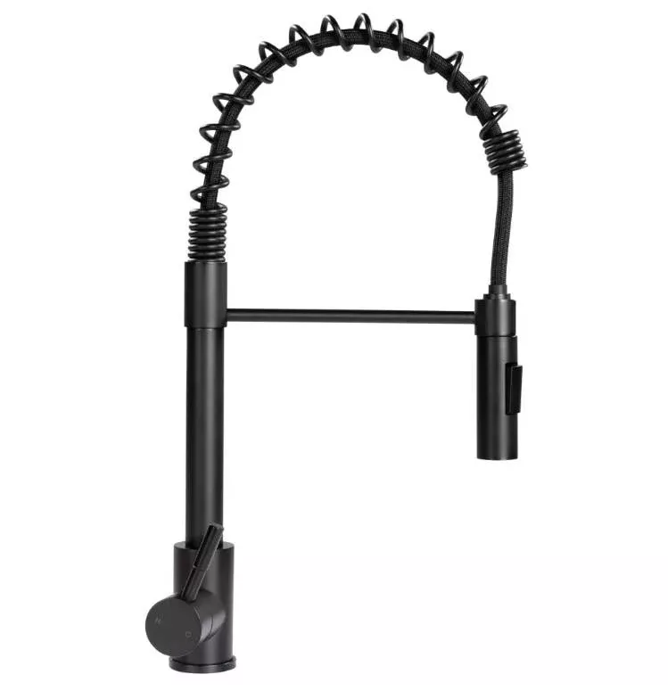 Lippert Flow Max Coiled Pull-Down RV Kitchen Faucet - Black Matte• 2021090598
