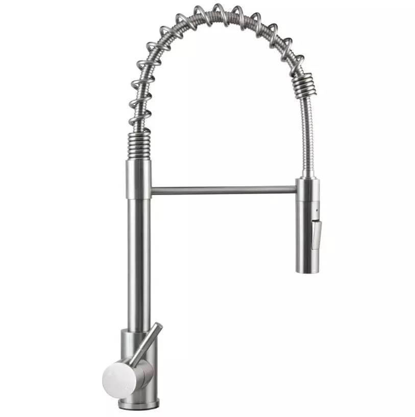 Lippert Flow Max Coiled Pull-Down RV Kitchen Faucet - Stainless Steel• 719323