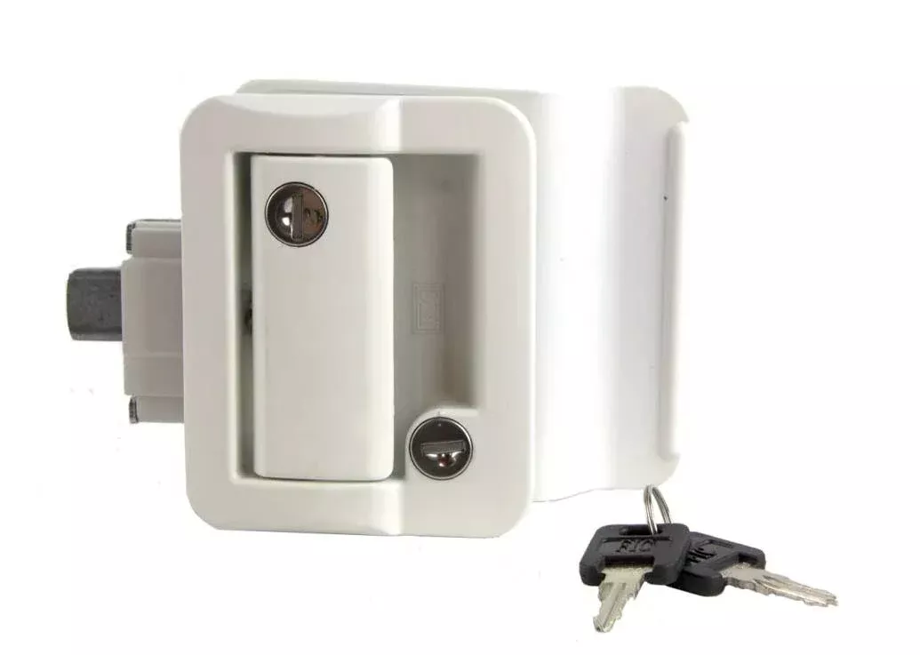 Lippert Global Entry Door Latch for Travel Trailers - White• 239632