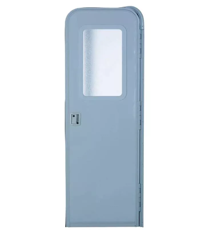 Lippert Right Hinge RV Radius Entry Door with Screen Door with Drip Cap & Threshold - 24" x 72", Polar White• V000051931