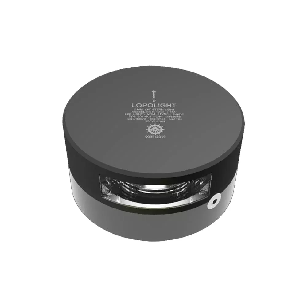 Lopolight 135° Stern Light – 2nm – Black Housing – Single – Horizontal Mount