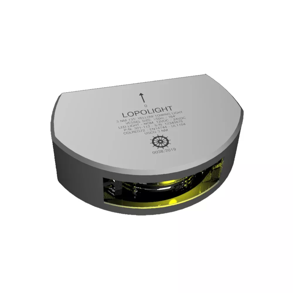Lopolight Series 201-013 – Stern Towing Light – 2NM – Vertical Mount – Amber – Silver Housing[201-013V]