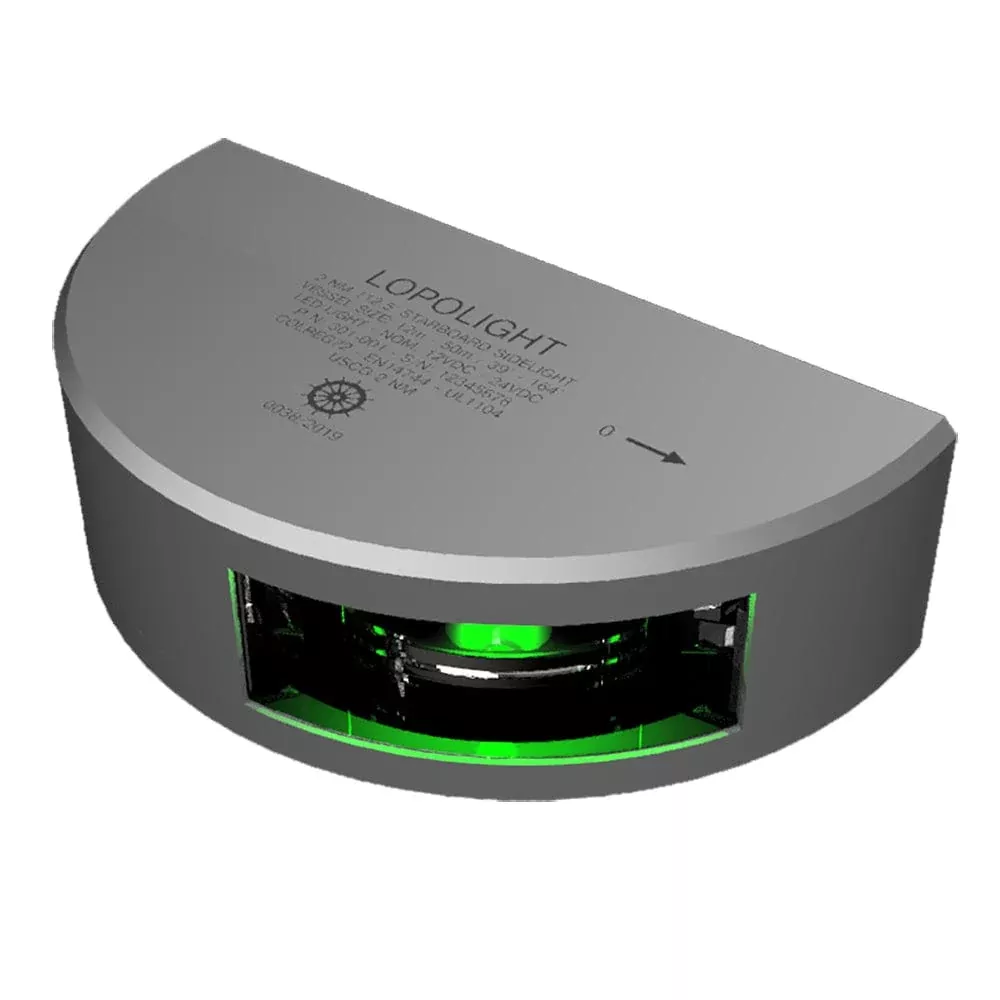 Lopolight Series 301-001 – Navigation Light – 2NM – Vertical Mount – Green – Silver Housing – 6M Cable [301-001-6M]