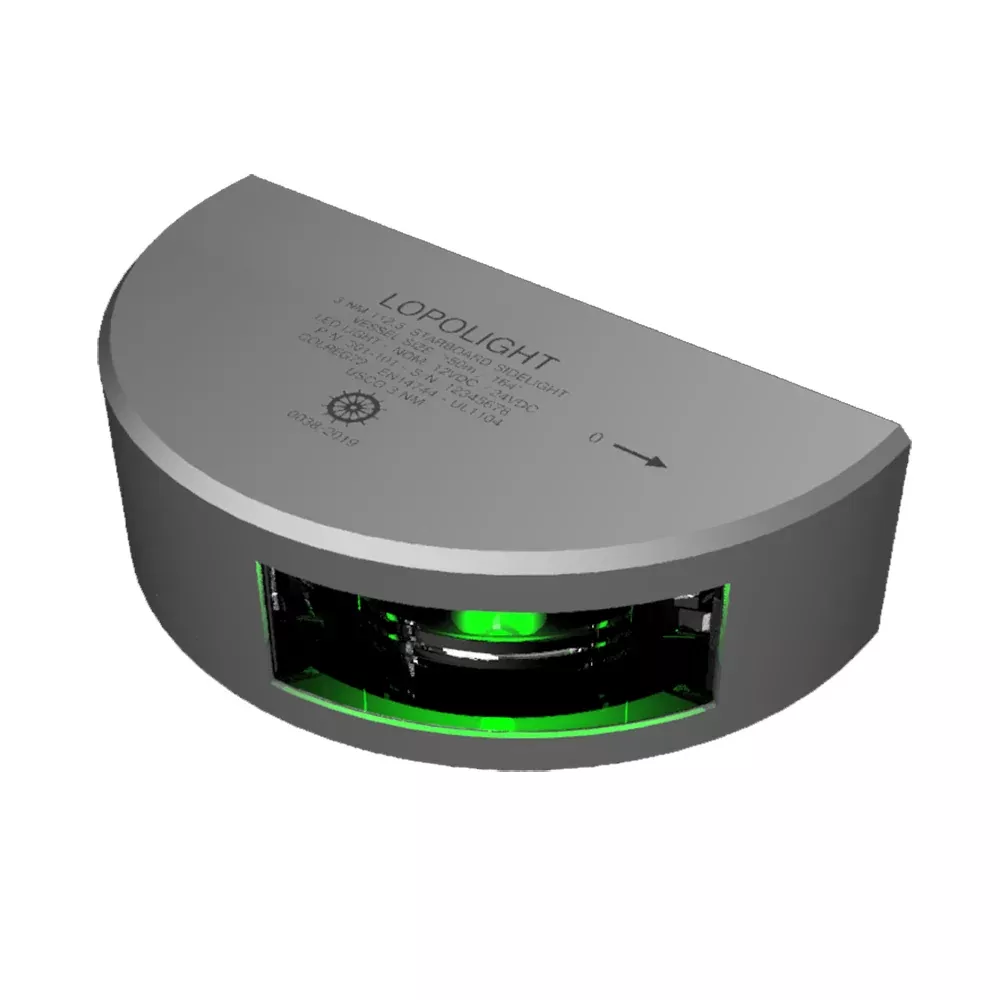 Lopolight Series 301-101 – Starboard Sideight – 3NM – Vertical Mount – Green – Silver Housing[301-101]