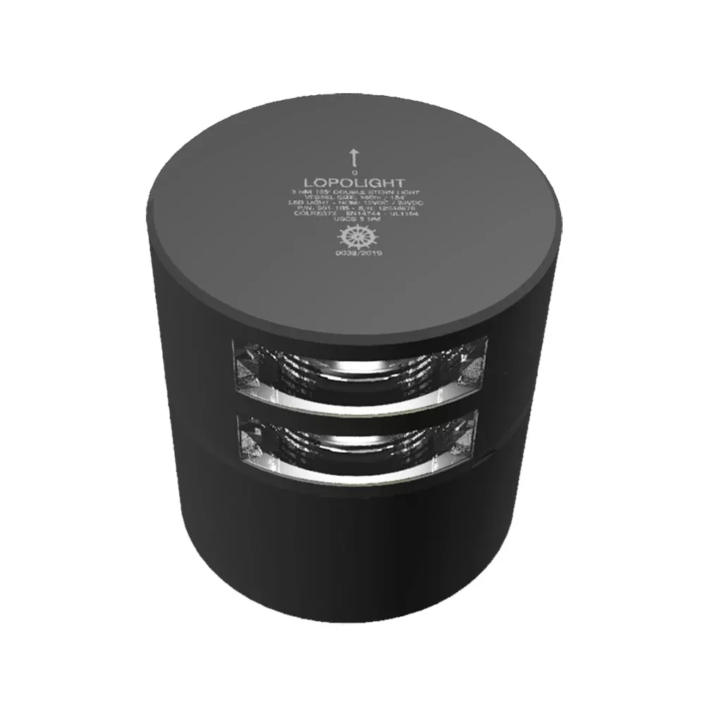 Lopolight Series 301-106 – Double Stacked Stern Light – 3NM – Horizontal Mount – White – Black Housing [301-105ST-B]