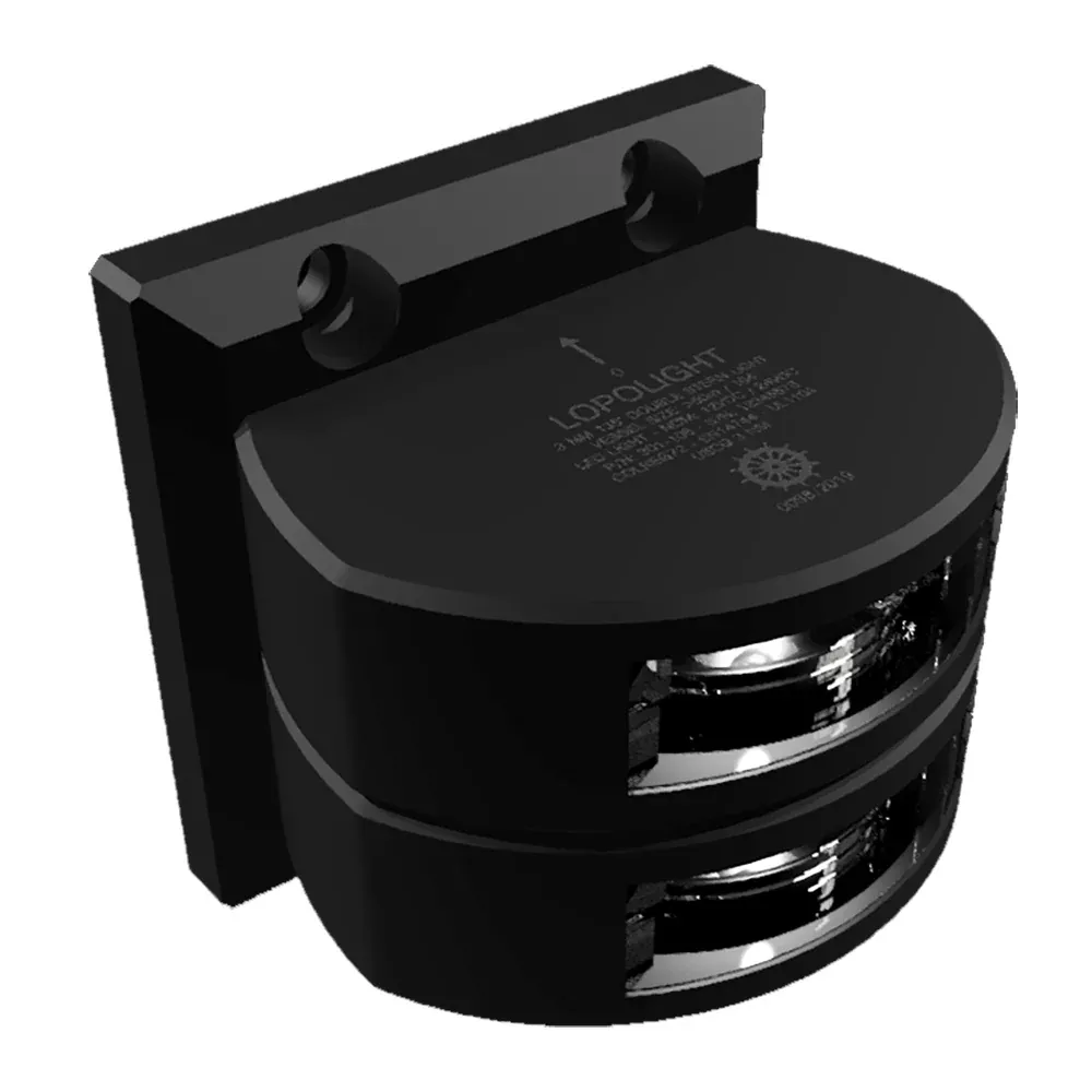 Lopolight Series 301-106 – Double Stacked Stern Light – 3NM – Vertical Mount -White – Black Housing [301-106ST-B]