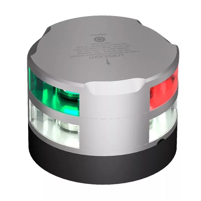 Lopolight Tri-Color Nav Light w/Anchor Light – 0.75M Cable Silver Housing