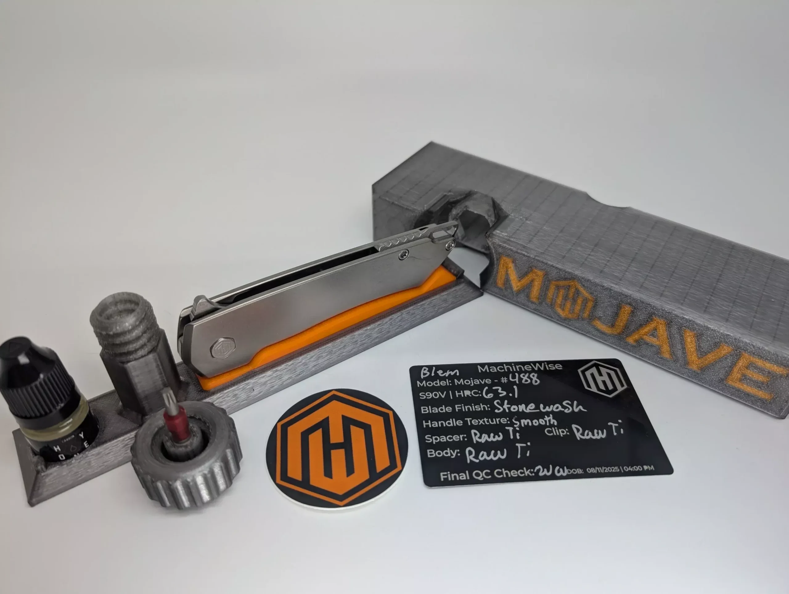 MachineWise Mojave Raw (CPM S90V | Stonewash | Smooth Handle) Framelock Folding Knife 389