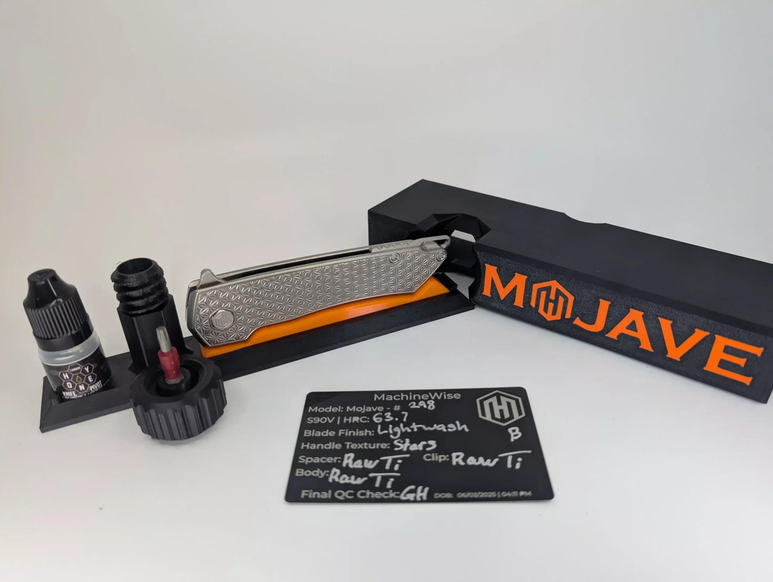 MachineWise Mojave Raw (S90V | Lightwash | Stars Handle) Framelock Folding Knife #298 *BLEM*
