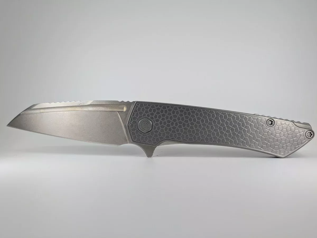 MachineWise Mojave Raw Ti (CPM S90V | Lightwash | Turtle Handle) Framelock Folding Knife 579 *BLEM*